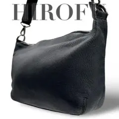 【ヴィンテージ】ヒロフ　ショルダーバッグ　オールレザー　ブラック　ロゴ型押し