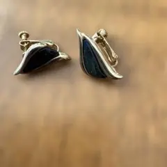 流線型デザイン イヤリング 黒と青