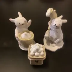 新品未使用　お月見オブジェ 餅つきうさぎ お団子 3点セット　ナチュラルキッチン