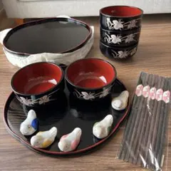 桂由美　お椀（小鉢）・お盆・箸置き ・箸　各5セット
