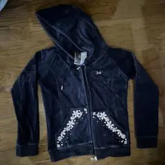 フリースパーカー ネイビー 花柄刺繍 レディー Rady