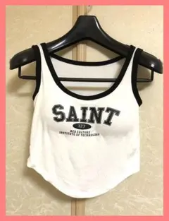 ☆今期超美品☆柔らかレーヨン☆パッド付きロゴブラトップタンク白☆