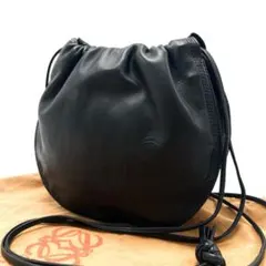 美品 ロエベ アナグラム ショルダーバッグ 肩掛け 斜めがけ ブラック レザー