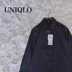 UNIQLO 黒 スーピマコットンストレッチシャツ S 七分袖
