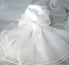 ホワイト フリル付きペットドレス 小型犬用