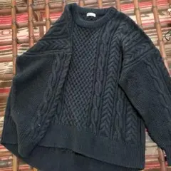 CRAFT ブラック ケーブルニットセーターのサムネイル