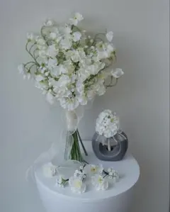 クラッチブーケ ♡ アーティフィシャルフラワー ブートニア ヘッドドレス set