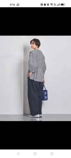 【未使用】UNITED ARROWS ストライプタックパフスリーブ ブラウス