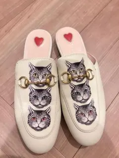 値下げ　CUCCI グッチ　美品　プリンスタウン　猫　サンダル　35