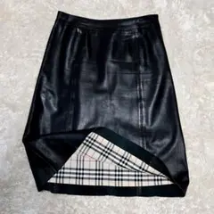 美品☆BURBERRY LONDON ラムレザースカート 裏地 ノバチェック