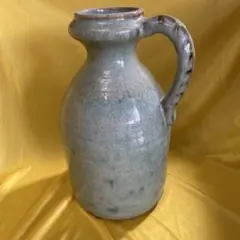 青緑色の陶器製ピッチャー　水差し、花器 箱無し、説明文無し
