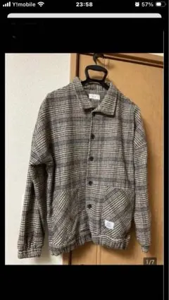 お)チェック柄ジャケットＭ〜L