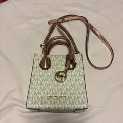 美品　MICHAEL KORS MKロゴショルダーバッグ　ピンクゴールド