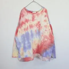 Enjouemen タイダイ柄 カラフル L メンズ トレーナー 薄手 ゆったり