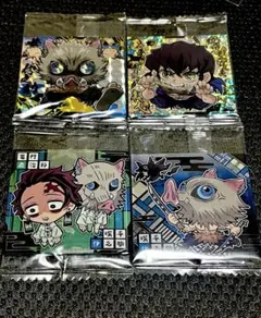 鬼滅の刃ディフォルメシールウエハース　嘴平伊之助　４種4枚セット　未開封