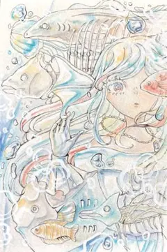 手描き　オリジナル　イラスト【＊海と水槽の世界＊】