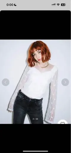 ホワイト レース 長袖シャツ　X-girl