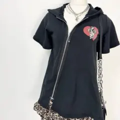 Y2K❤️ HYSTERIC MINI ミニちゃん 両面ロゴ 斜めジップ パーカーのサムネイル