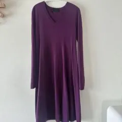UNTITLED パープル Vネック 長袖ニットワンピース サイズ0