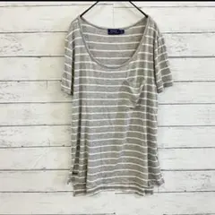 【ラルフローレン】ボーダーTシャツ ゆったり 体型カバー M 灰白
