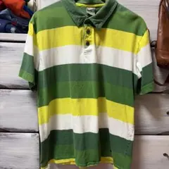 ナイキ 緑と黄色のストライプ ポロシャツ