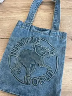 未使用に近い⭐️ハンティングワールド メッセンジャーバッグ ブランドロゴ デニム 未使用に近い⭐️ハンティングワールド メッセンジャーバッグ