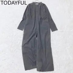 トゥデイフル　オールインワン　ワイドパンツ　ノーカラー　グレー　36　綿100%のサムネイル