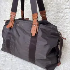 アニエスベー ナイロン レザー 大容量ボストンバッグ トートバッグ ブラウン