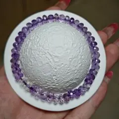 【新春セール】キラキラ高品質ロンデル型アメジスト天然石ブレスレット