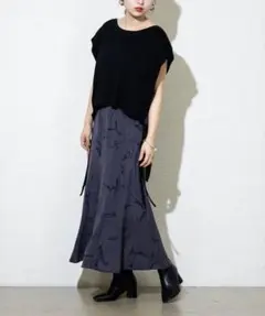 mystic 水彩プリントマーメイドスカート ブラック