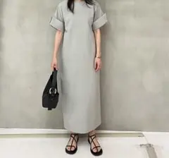 【美品】Mila Owen ミラオーウェン　半袖　ロングワンピース　グレー