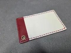 レザー カードホルダー ホワイト レッド