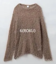 6(ROKU)◆ナイロンウールメッシュ クルーネックプルオーバーニット