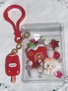 キャンディーバッグキーホルダー ひつじ 赤系