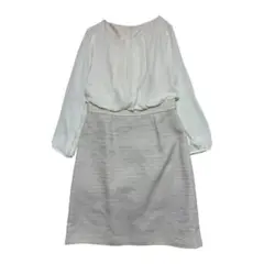 ナチュラルビューティー　ホワイト　ワンピース L フォーマル きれいめ お仕事