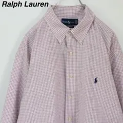 【タッタソールチェック柄】ラルフローレン BDシャツ 刺繍ロゴ 3XLサイズ相当