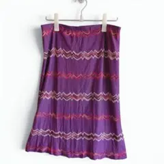 MISSONI 紫色 ジグザグ模様 ひざ丈スカート イタリア製 タイトスカートのサムネイル