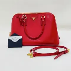 PRADA プラダ サフィアーノ ヴェルニ ハンドバッグ ロッソ 赤