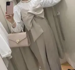 アイボリー フロントリボン サロペット Lサイズ