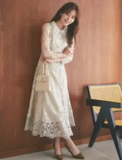 【新品】トッコクローゼット　立体フラワー襟付きレースワンピース