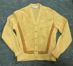60s USA スウェードレザー 2PLY ウール カーディガン マスタード