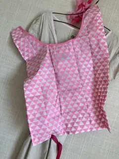 フランス製　ピンク格子柄　エコバック折りたたみコンパクト式　新品未開封