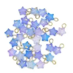 【30個】星型樹脂チャームセット　ブルー系