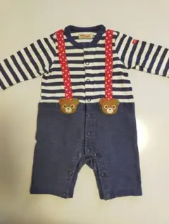 ミキハウス ロンパース 70 サロペット風 くま カバーオール