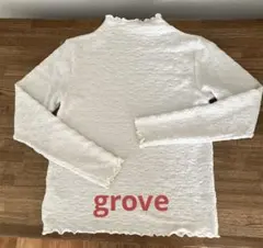ワールドgrove 長袖カットソー ホワイト メロウ加工