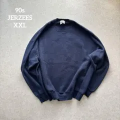 90sUSA製JERZEES無地スウェットXLネイビージャージーズUSビンテージ