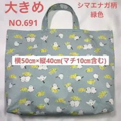大きめレッスンバック★ シマエナガ柄◦緑色★NO.691