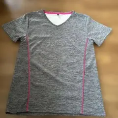 Vネック トレーニングシャツ グレー M