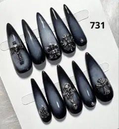 731現品ネイルチップ　ちゅるん十字架ギャルシズニルック ロングネイル 推し地雷