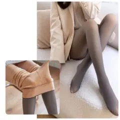 透け感タイツ　寒さ知らず220g 脚長裏起毛タイツ　グレー